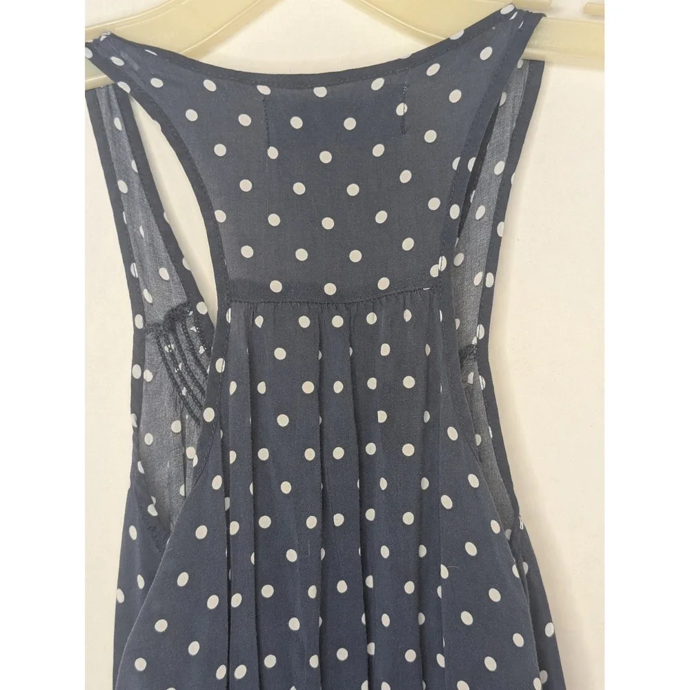 Abercrombie Kids Navy‎ Blue Polka Dot Sleeveless Racerback Smocked Dress Girls L